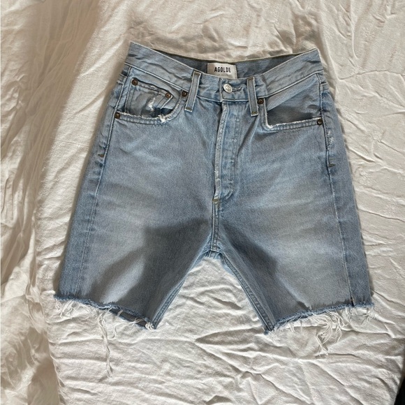 Agolde Highrise Straight Leg Denim Jorts - Picture 2 of 10
